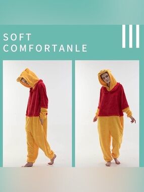 COSUSKET Winnie the Pooh Plush Onesie Pajamas Adult XL Halloween Costume